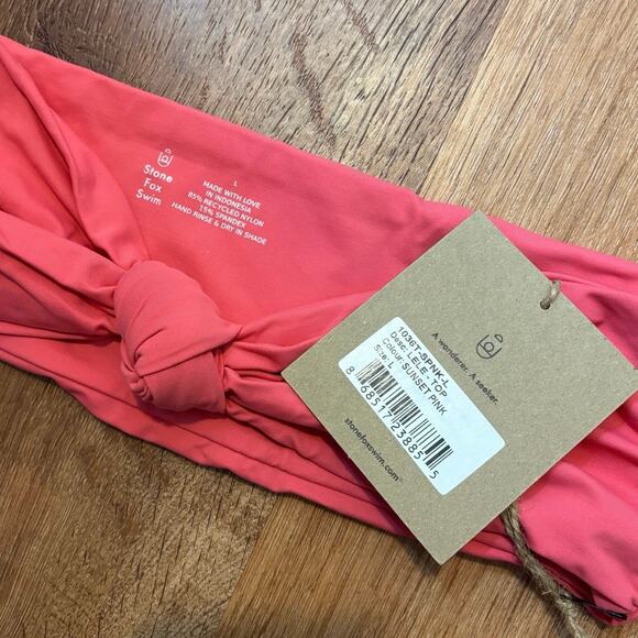 NWT Stone Fox Swim Sunset Pink Lele Bikini Top Size Large - Picture 4 of 5